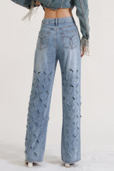 Jeans mit Strass - Blau